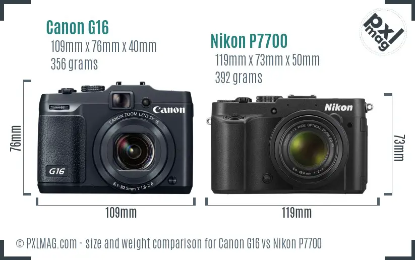 Canon G16 vs Nikon P7700 size comparison