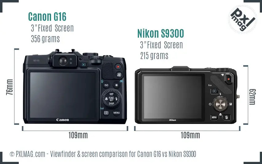 Canon G16 vs Nikon S9300 Screen and Viewfinder comparison Canon G16 vs Nikon S9300 Screen and Viewfinder comparison