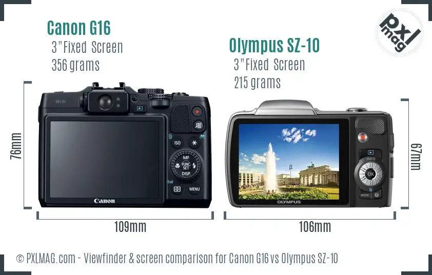 Canon G16 vs Olympus SZ-10 Screen and Viewfinder comparison Canon G16 vs Olympus SZ-10 Screen and Viewfinder comparison