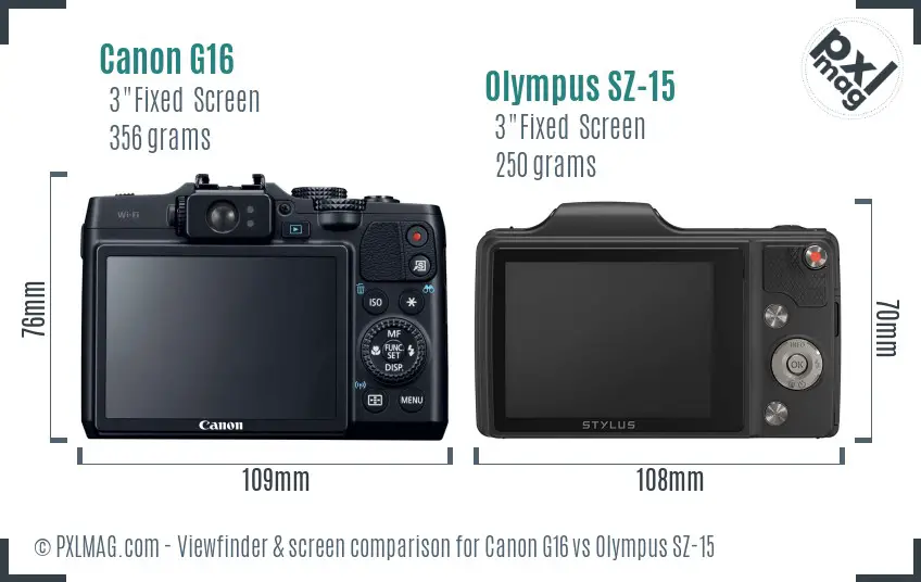Canon G16 vs Olympus SZ-15 Screen and Viewfinder comparison Canon G16 vs Olympus SZ-15 Screen and Viewfinder comparison