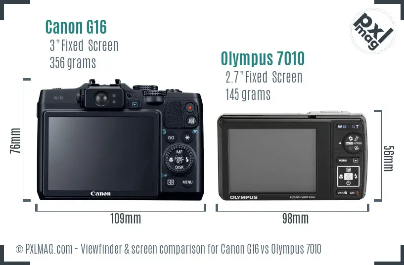 Canon G16 vs Olympus 7010 Screen and Viewfinder comparison