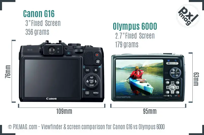 Canon G16 vs Olympus 6000 Screen and Viewfinder comparison