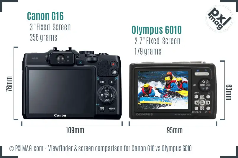 Canon G16 vs Olympus 6010 Screen and Viewfinder comparison