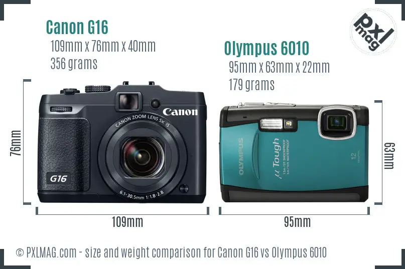 Canon G16 vs Olympus 6010 size comparison