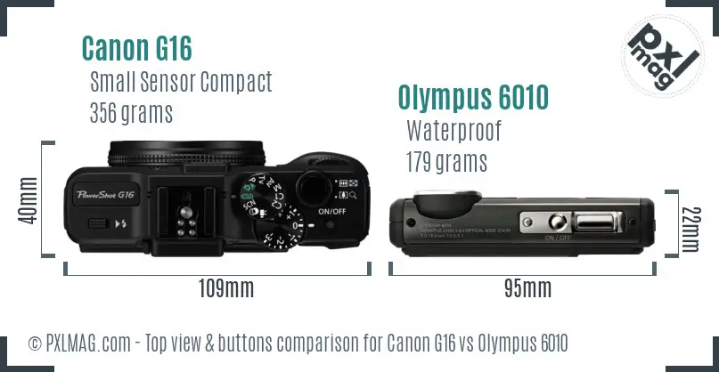 Canon G16 vs Olympus 6010 top view buttons comparison