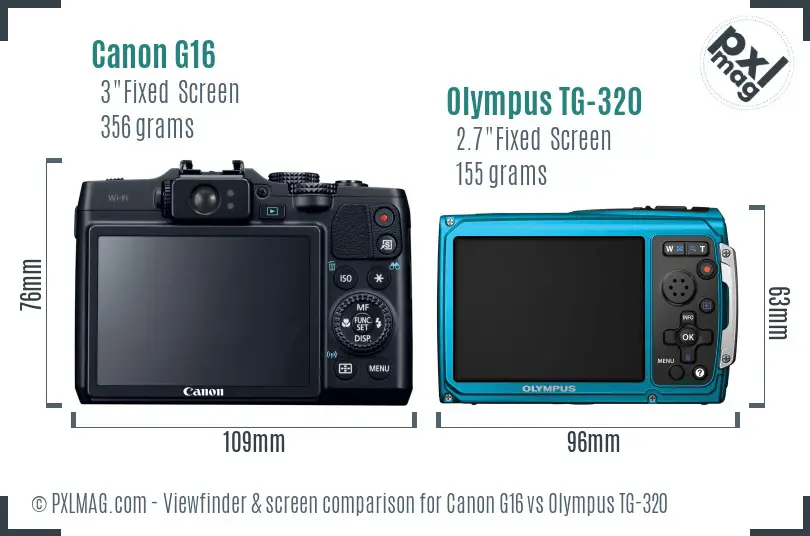 Canon G16 vs Olympus TG-320 Screen and Viewfinder comparison Canon G16 vs Olympus TG-320 Screen and Viewfinder comparison