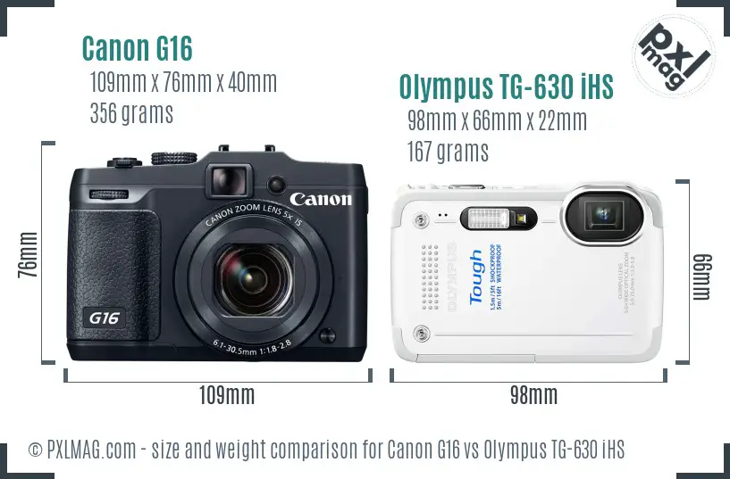 Canon G16 vs Olympus TG-630 iHS size comparison