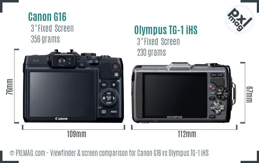 Canon G16 vs Olympus TG-1 iHS Screen and Viewfinder comparison