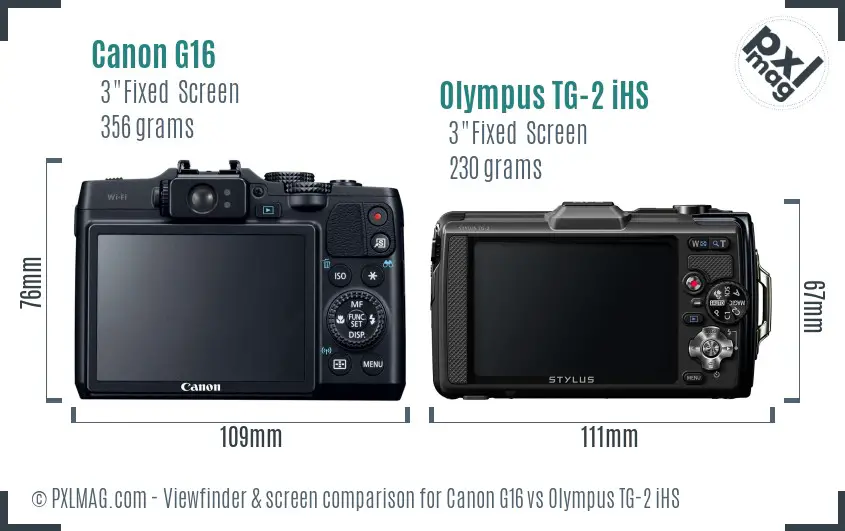 Canon G16 vs Olympus TG-2 iHS Screen and Viewfinder comparison