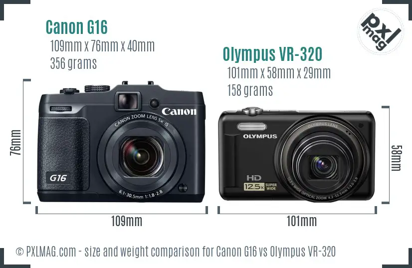 Canon G16 vs Olympus VR-320 size comparison Canon G16 vs Olympus VR-320 size comparison