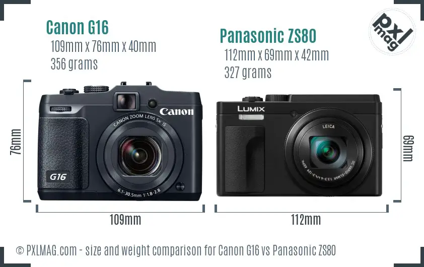 Canon G16 vs Panasonic ZS80 size comparison Canon G16 vs Panasonic ZS80 size comparison