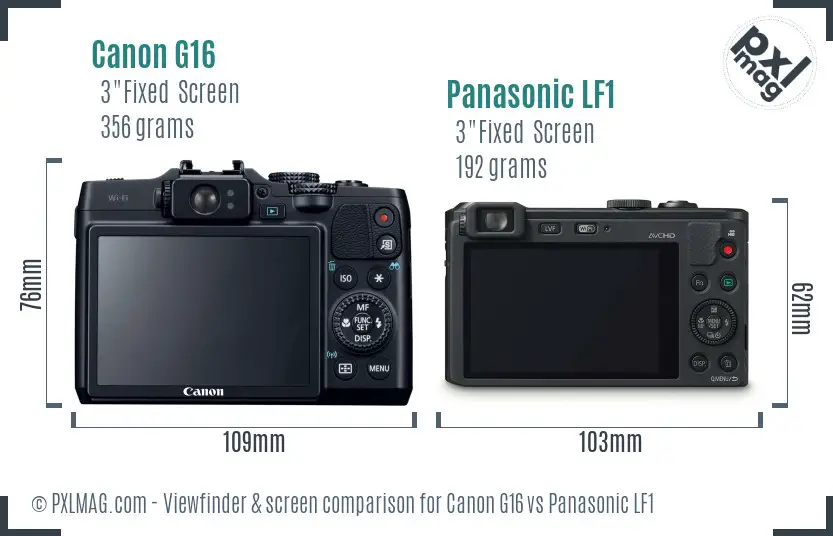 Canon G16 vs Panasonic LF1 Screen and Viewfinder comparison