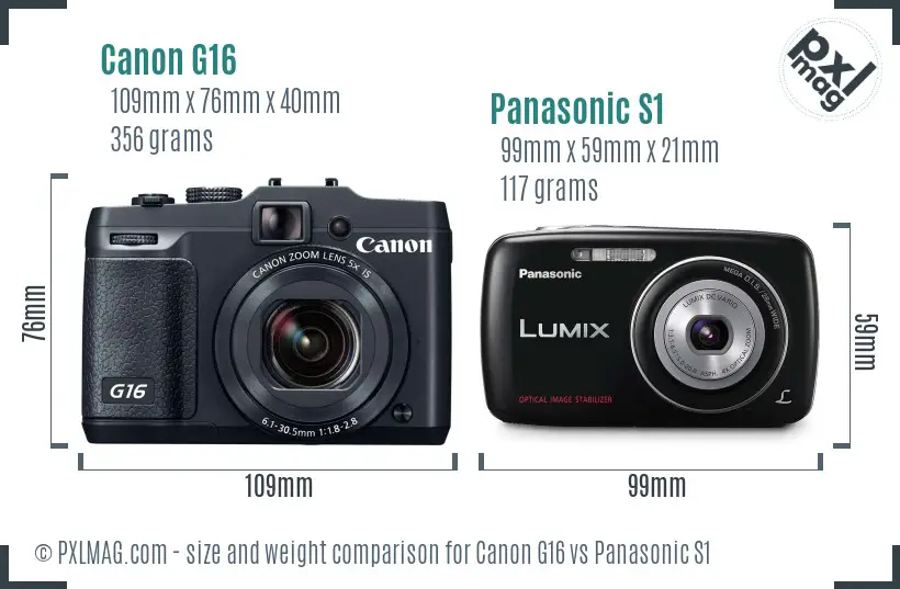 Canon G16 vs Panasonic S1 size comparison