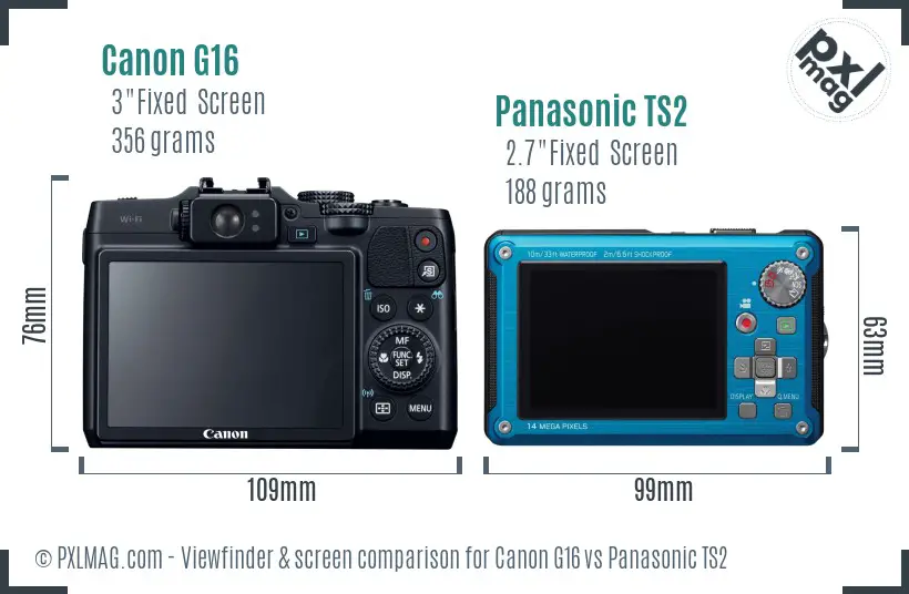 Canon G16 vs Panasonic TS2 Screen and Viewfinder comparison Canon G16 vs Panasonic TS2 Screen and Viewfinder comparison