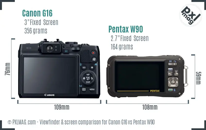 Canon G16 vs Pentax W90 Screen and Viewfinder comparison Canon G16 vs Pentax W90 Screen and Viewfinder comparison