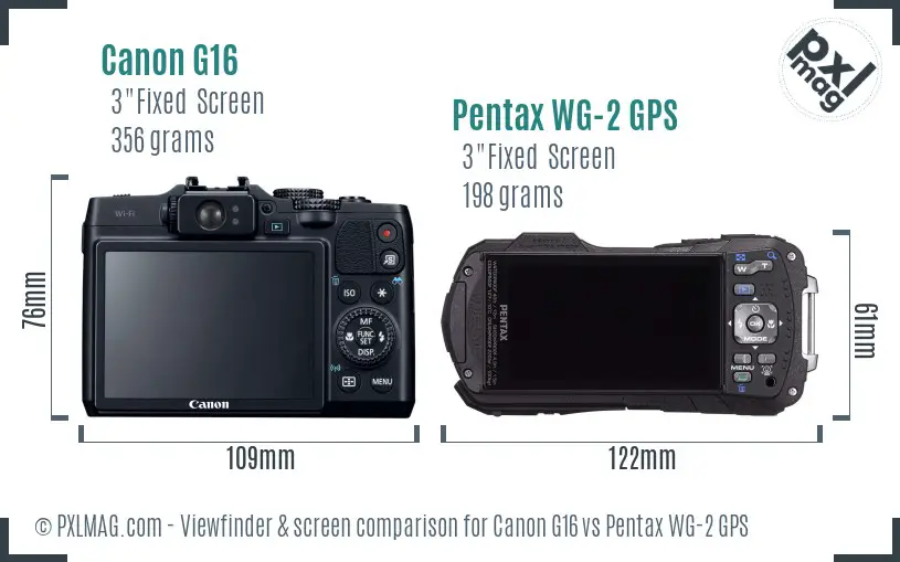 Canon G16 vs Pentax WG-2 GPS Screen and Viewfinder comparison Canon G16 vs Pentax WG-2 GPS Screen and Viewfinder comparison