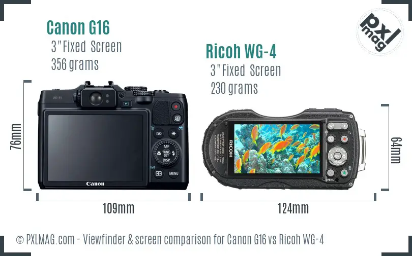 Canon G16 vs Ricoh WG-4 Screen and Viewfinder comparison Canon G16 vs Ricoh WG-4 Screen and Viewfinder comparison