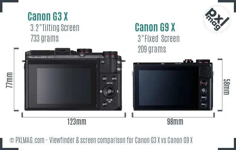 Canon G3 X vs Canon G9 X Screen and Viewfinder comparison Canon G3 X vs Canon G9 X Screen and Viewfinder comparison