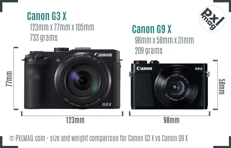 Canon G3 X vs Canon G9 X size comparison Canon G3 X vs Canon G9 X size comparison