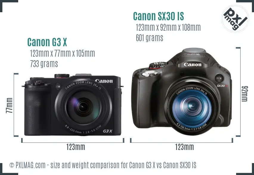 Canon G3 X vs Canon SX30 IS size comparison