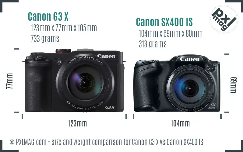Canon G3 X vs Canon SX400 IS size comparison