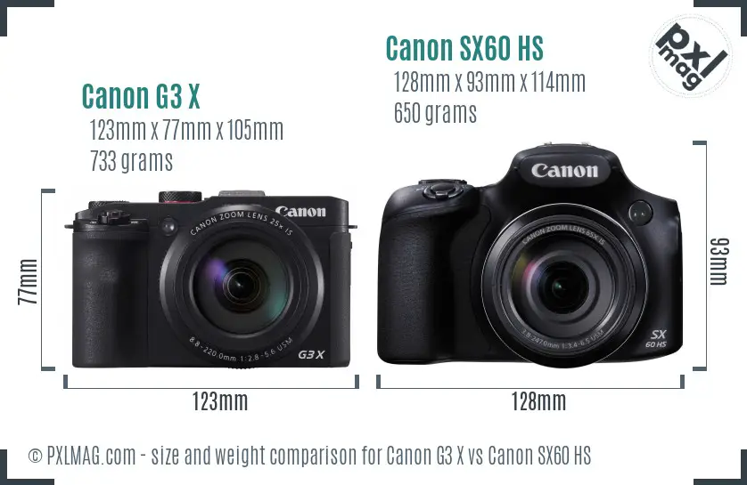 Canon G3 X vs Canon SX60 HS size comparison