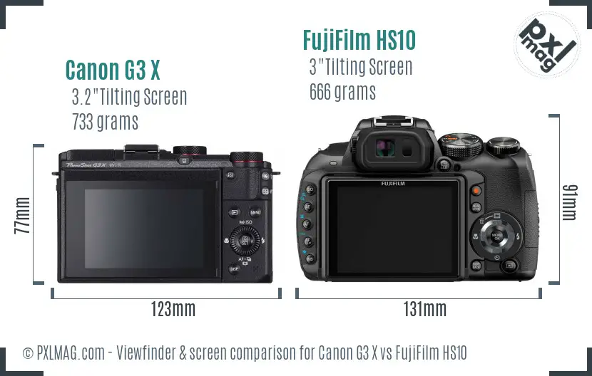 Canon G3 X vs FujiFilm HS10 Screen and Viewfinder comparison