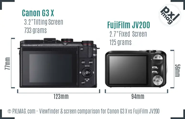 Canon G3 X vs FujiFilm JV200 Screen and Viewfinder comparison