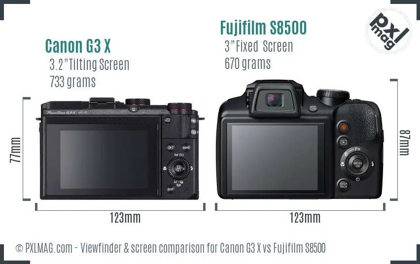 Canon G3 X vs Fujifilm S8500 Screen and Viewfinder comparison Canon G3 X vs Fujifilm S8500 Screen and Viewfinder comparison