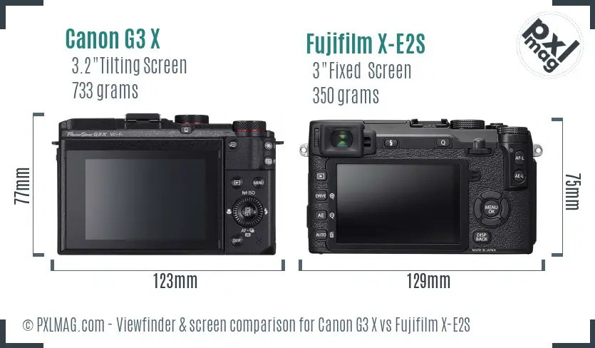 Canon G3 X vs Fujifilm X-E2S Screen and Viewfinder comparison
