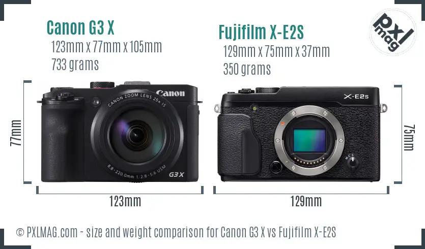 Canon G3 X vs Fujifilm X-E2S size comparison