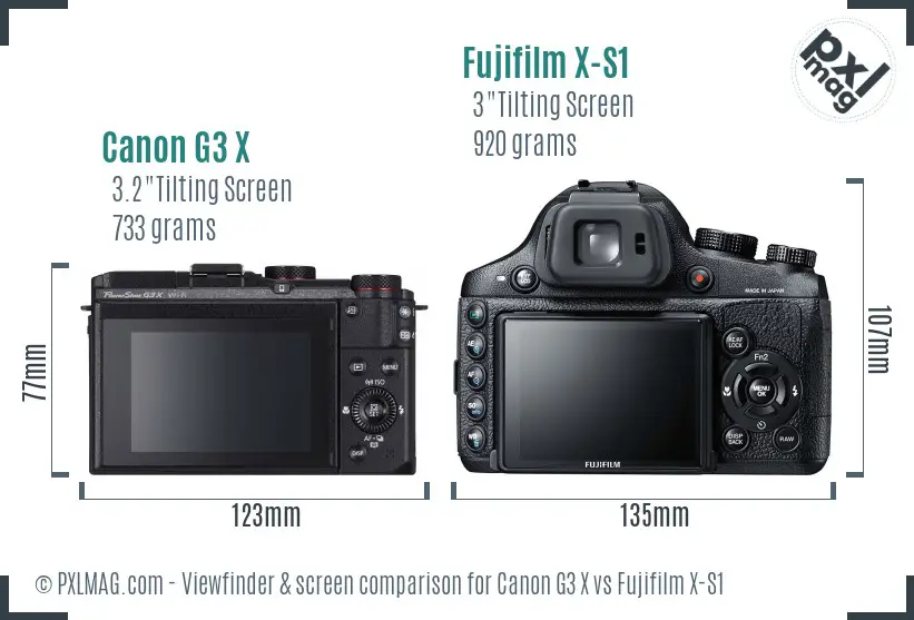 Canon G3 X vs Fujifilm X-S1 Screen and Viewfinder comparison