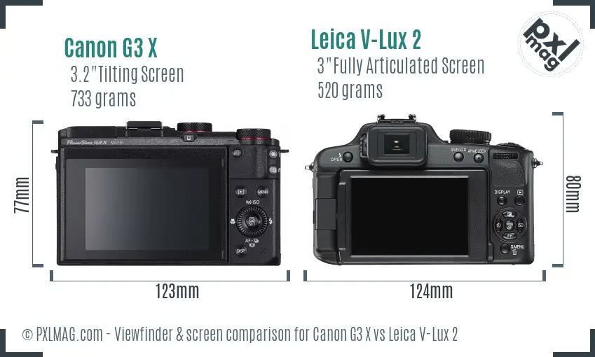 Canon G3 X vs Leica V-Lux 2 Screen and Viewfinder comparison