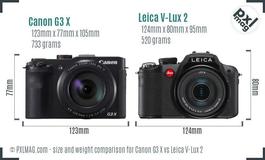 Canon G3 X vs Leica V-Lux 2 size comparison