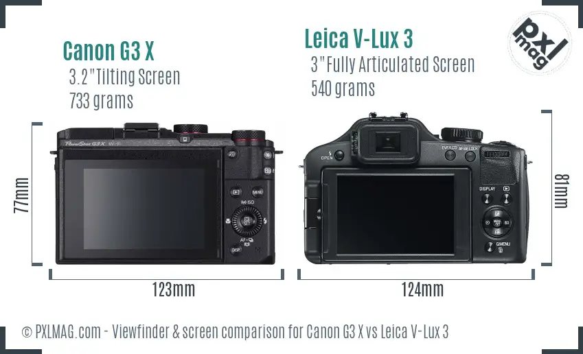 Canon G3 X vs Leica V-Lux 3 Screen and Viewfinder comparison