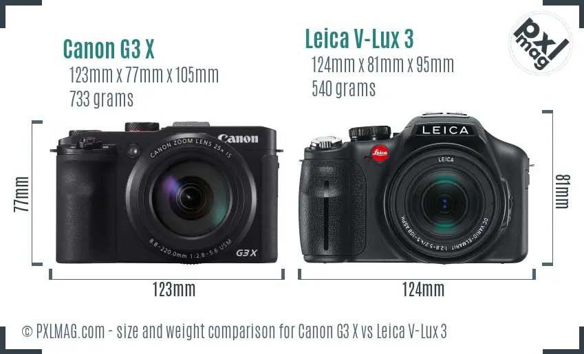 Canon G3 X vs Leica V-Lux 3 size comparison