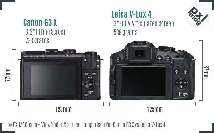 Canon G3 X vs Leica V-Lux 4 Screen and Viewfinder comparison Canon G3 X vs Leica V-Lux 4 Screen and Viewfinder comparison