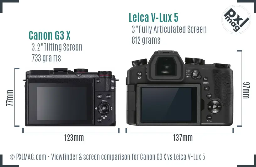 Canon G3 X vs Leica V-Lux 5 Screen and Viewfinder comparison