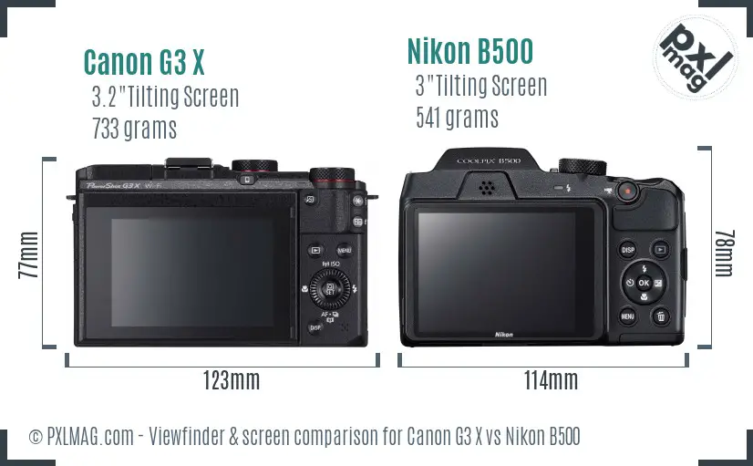 Canon G3 X vs Nikon B500 Screen and Viewfinder comparison