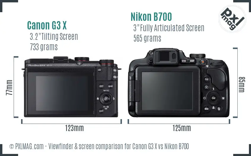 Canon G3 X vs Nikon B700 Screen and Viewfinder comparison