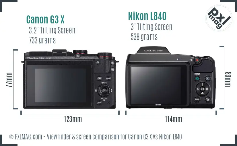 Canon G3 X vs Nikon L840 Screen and Viewfinder comparison