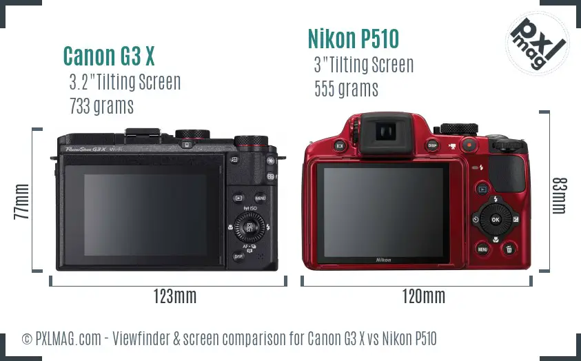 Canon G3 X vs Nikon P510 Screen and Viewfinder comparison
