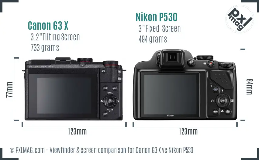 Canon G3 X vs Nikon P530 Screen and Viewfinder comparison