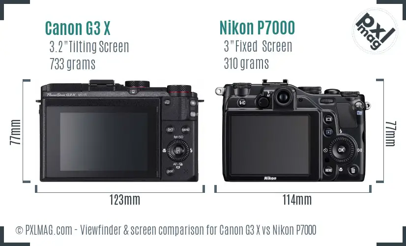 Canon G3 X vs Nikon P7000 Screen and Viewfinder comparison Canon G3 X vs Nikon P7000 Screen and Viewfinder comparison