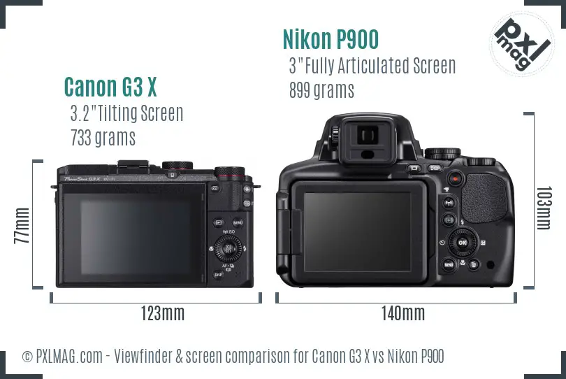 Canon G3 X vs Nikon P900 Screen and Viewfinder comparison