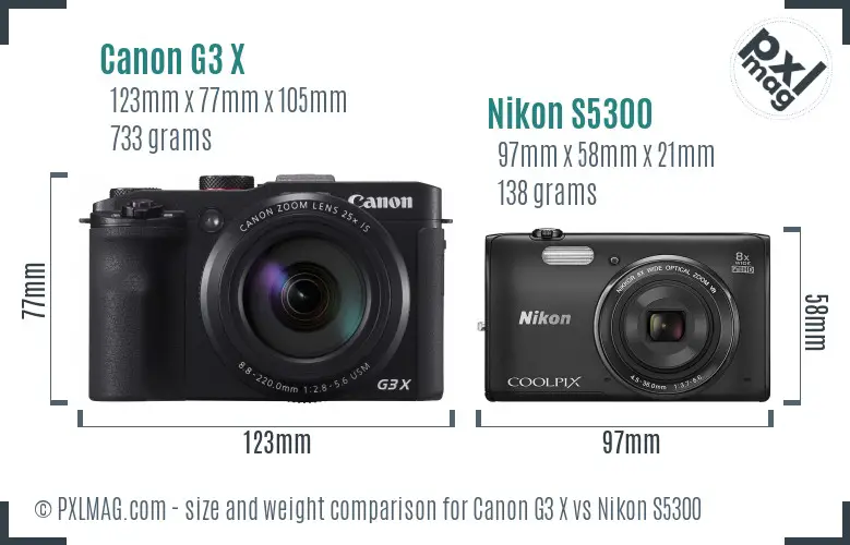 Canon G3 X vs Nikon S5300 size comparison