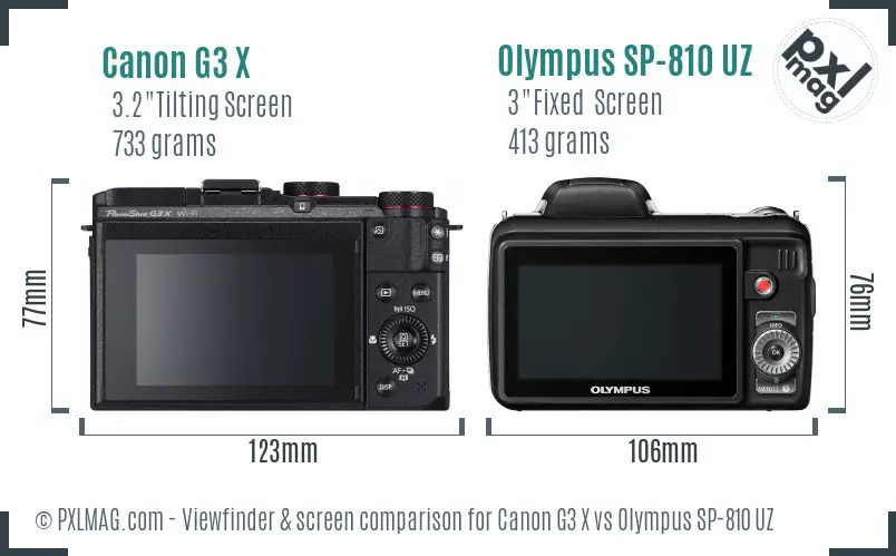 Canon G3 X vs Olympus SP-810 UZ Screen and Viewfinder comparison