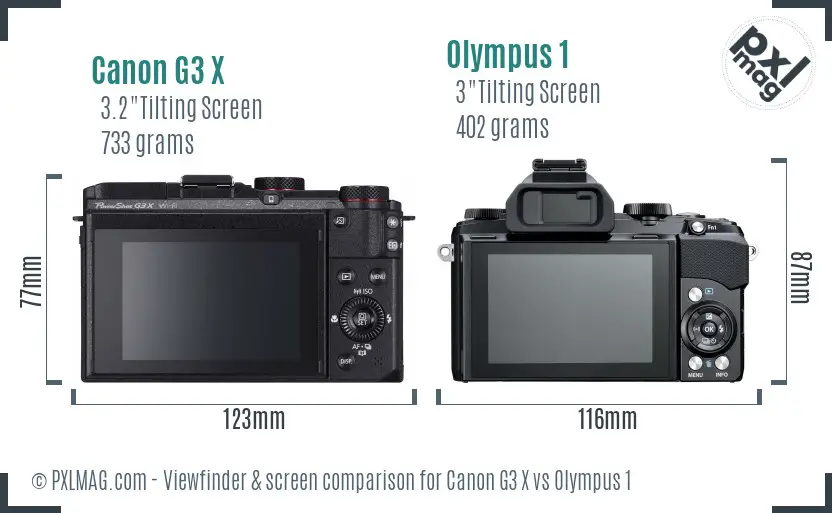 Canon G3 X vs Olympus 1 Screen and Viewfinder comparison