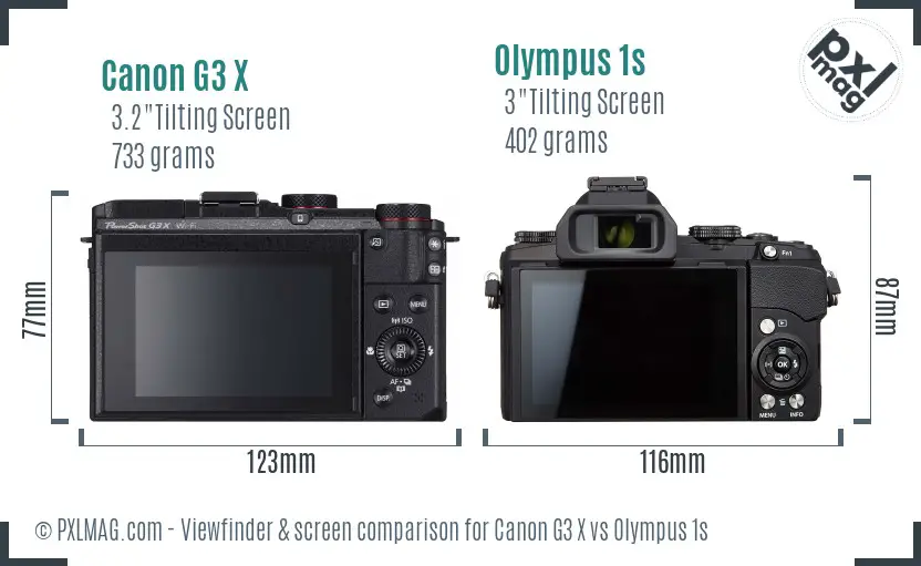 Canon G3 X vs Olympus 1s Screen and Viewfinder comparison