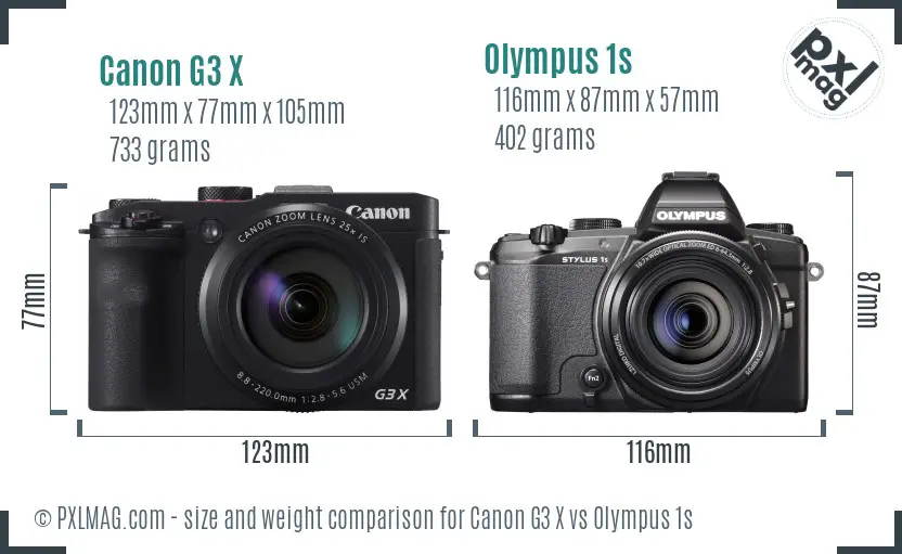 Canon G3 X vs Olympus 1s size comparison